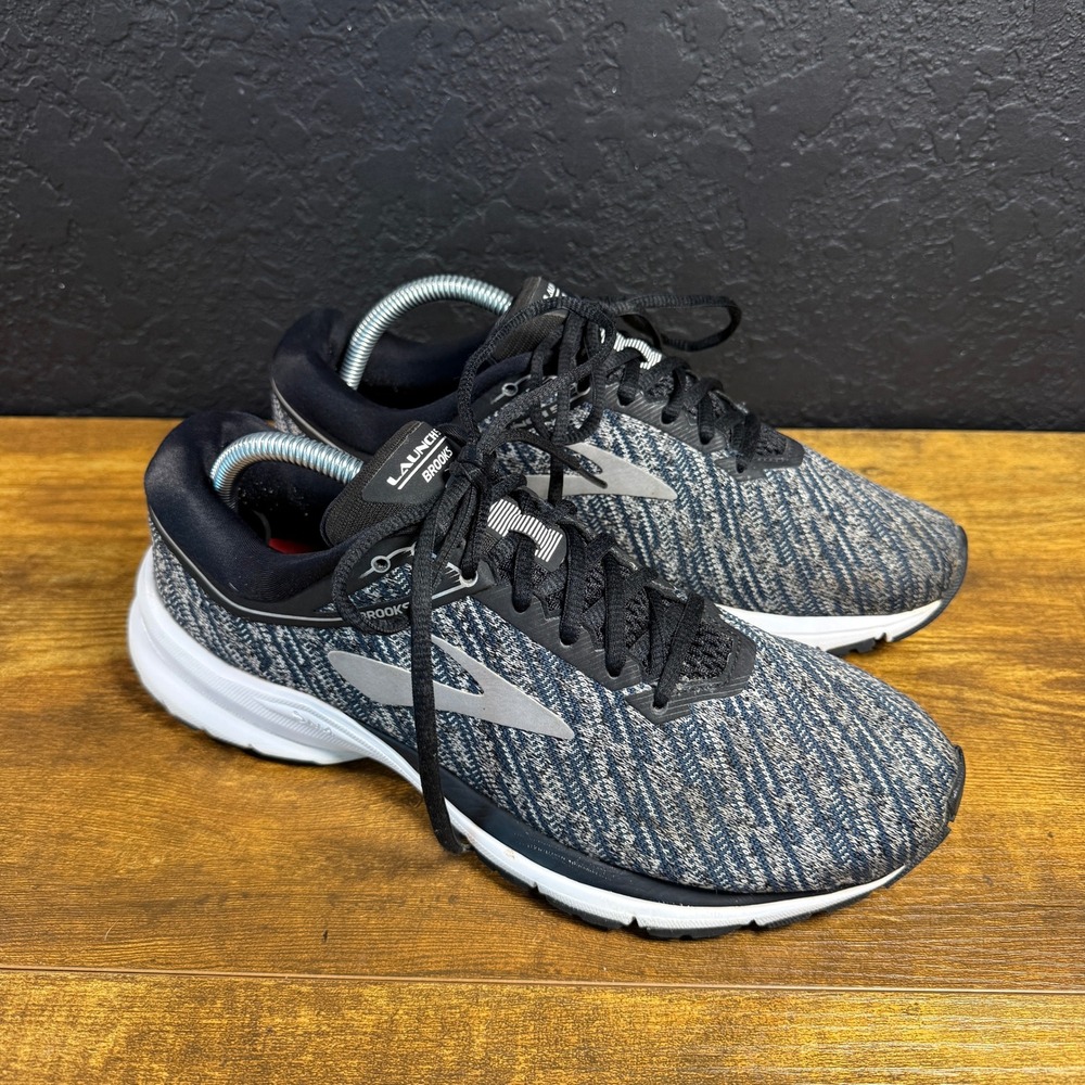 Brooks Launch 5 Grey Blue Knit Mesh Running Shoes Womens 10